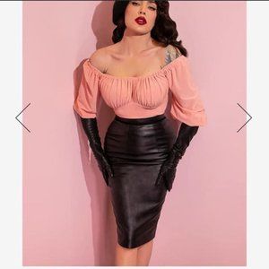 Vixen by Micheline Pitt Bad Girl Faux Leather Wiggle Pencil Skirt